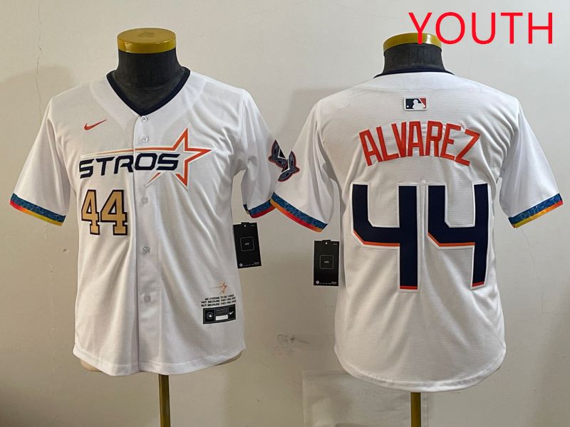 Youth Houston Astros #44 Alvarez White Fourth generation Joint Name 2025 Nike MLB Jersey style 2->youth mlb jersey->Youth Jersey